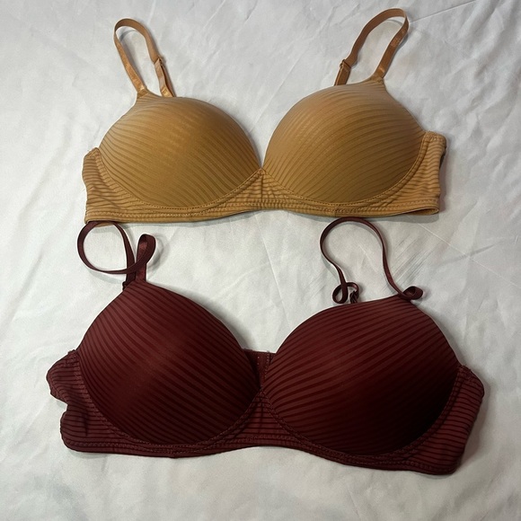 Women's Bra Set - Tan and Burgundy - Picture 1 of 4